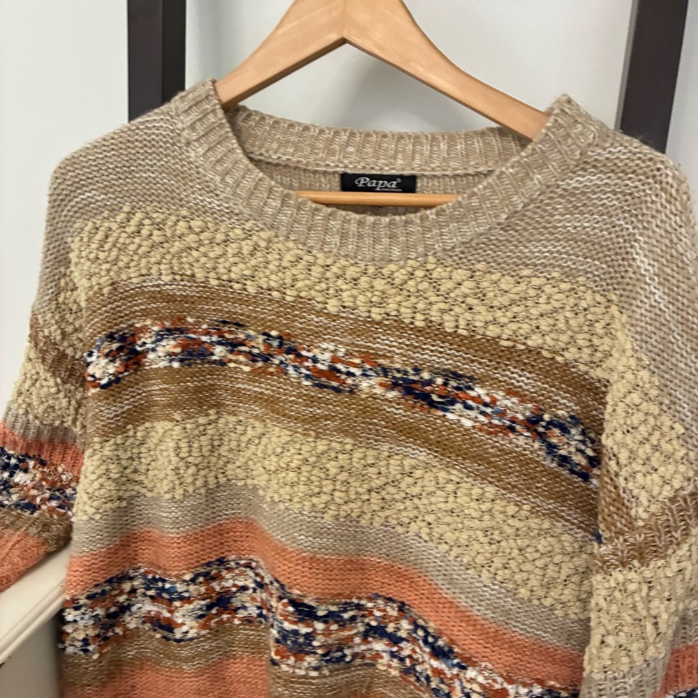 Papa Vancouver L Multicolor Knit Sweater. Oversized coastal grandma vibes!
